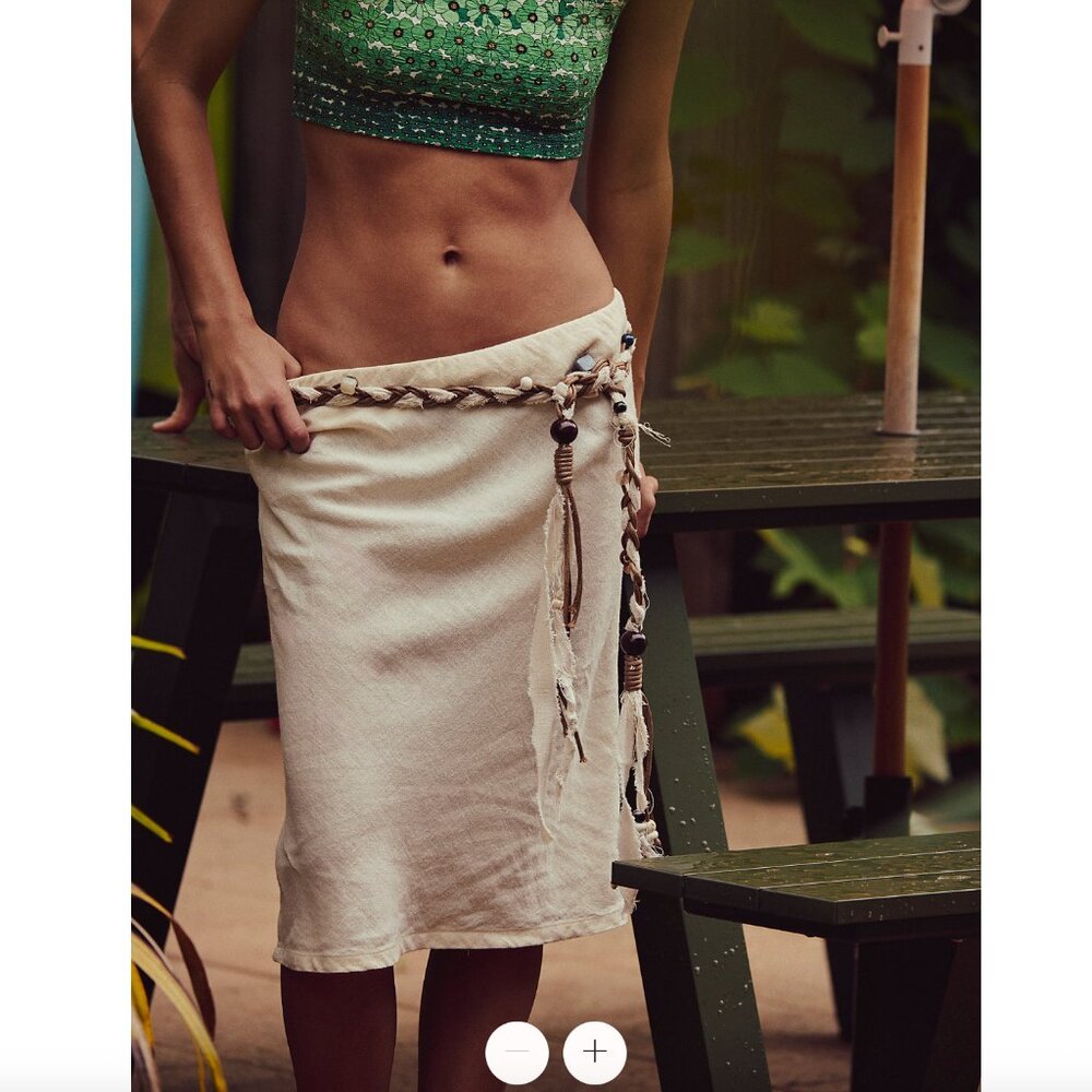 NWT - Free People / Free-est - My Little Midi Linen Skirt - Tan - Size L